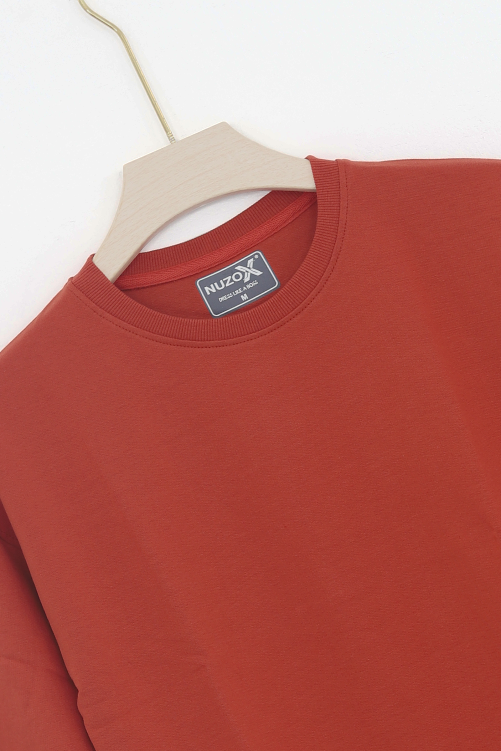 Cotton  Highsleeve Plain T-Shirt(Rust )